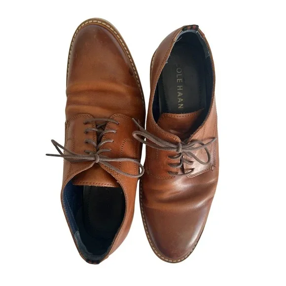 Cole Haan Men's‎ Brown Morris Plain Oxford Leather Lace-Up Dress Shoes Sz 10