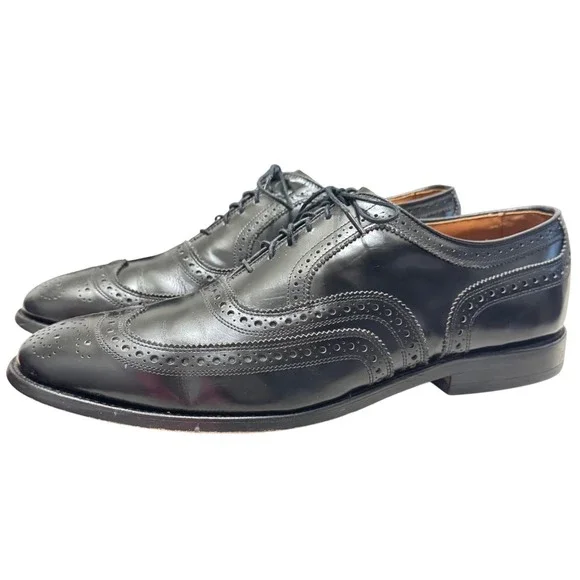 Allen Edmonds McAllister Wingtip Oxford‎ Mens 10.5 C Black Brogue Leather