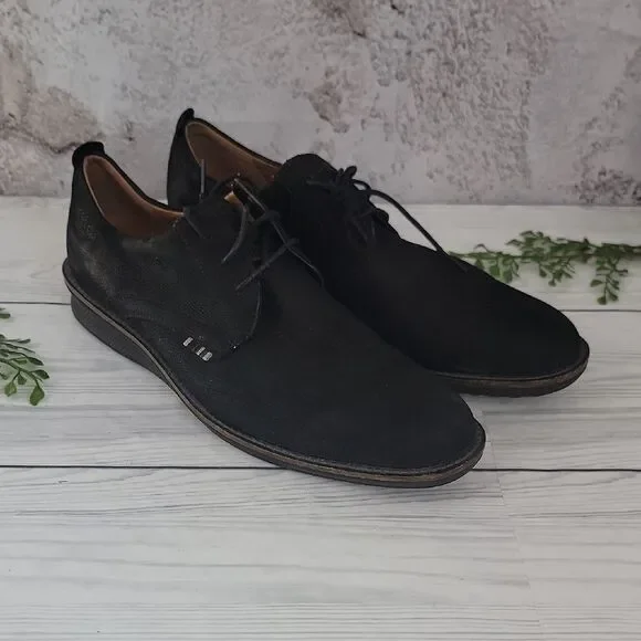 Ecco Black Nubuck Leather Oxford Lace-up Casual Shoes Mens Size 11.5 ( 45 )