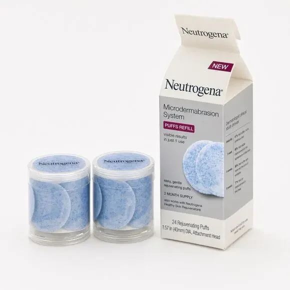 Neutrogena Microdermabrasion Rejuvenating Puffs Refill 24 Pads + Head New 55243