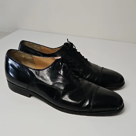 Salvatore Ferragamo Classic Black Leather Men's Dress Shoes Size‎ 7.5