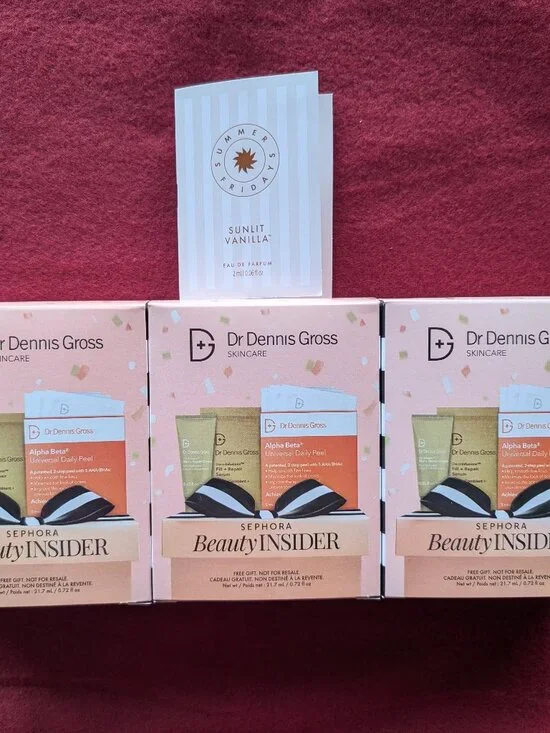 3 Box Sephora Dr Dennis Gross Skin Spa + SUMMER FRIDAYS Sunlit Vanilla fragrance