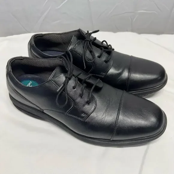 Nunn Bush KORE Pro Men 13 M Black Leather Cap Toe Oxford Dress Shoes Comfort Gel