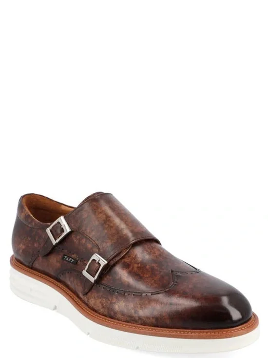 Taft Brown Patina Leather Double Monk Strap Shoe Size 10, Price $120