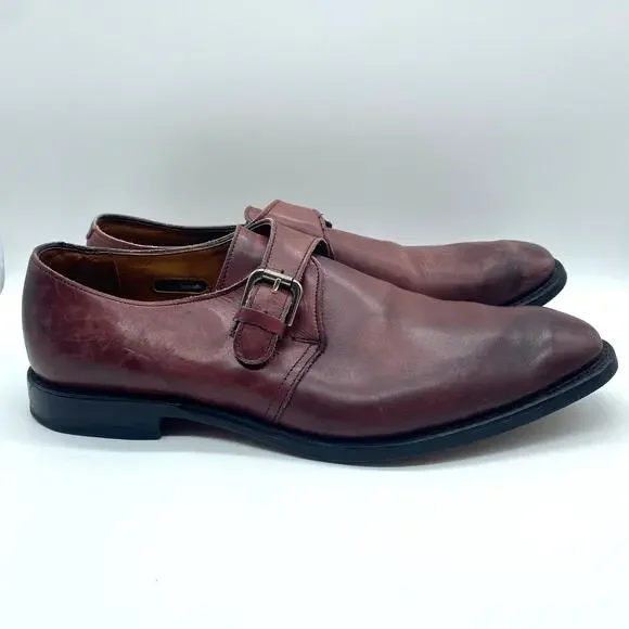 Allen Edmonds Red Brown Leather Side Buckle Monk Strap Dress Shoes Men's size 11
