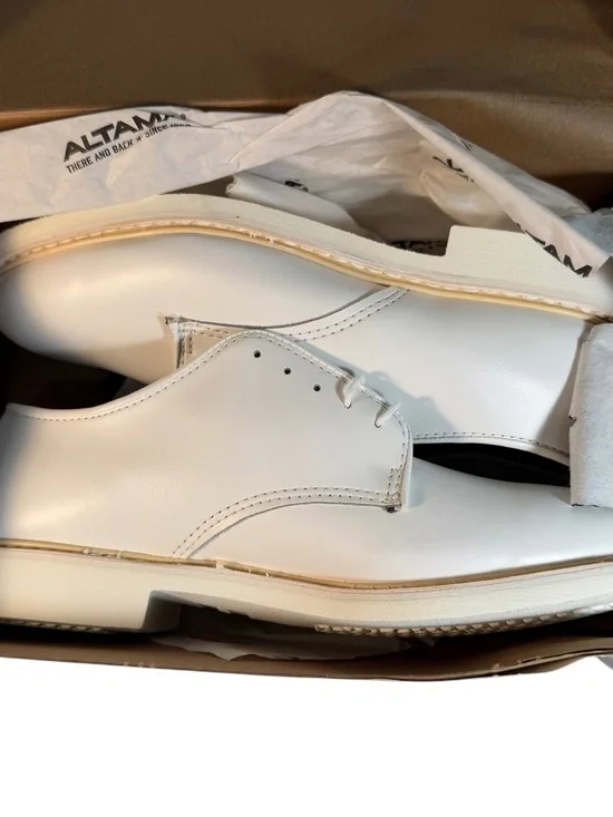 NWOT Altama Mens O2 White Leather Shoes Oxfords Sz 10D, w/ Box