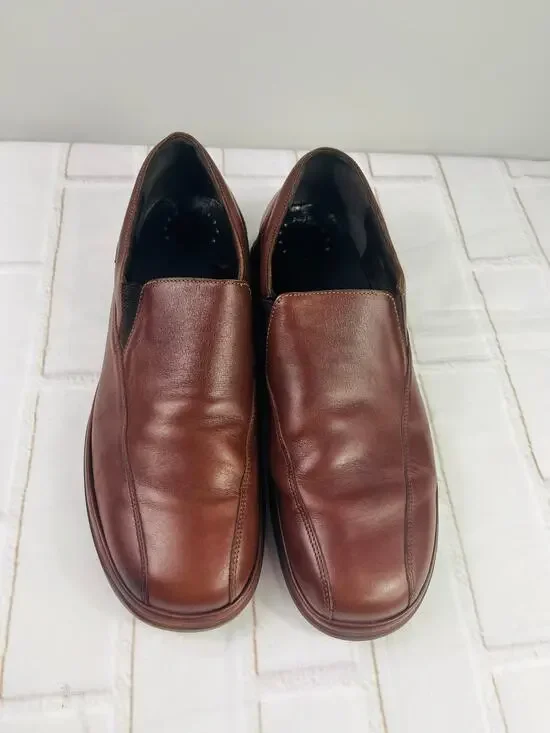 Mephisto men's brown leather dress shoes slip on sz 12