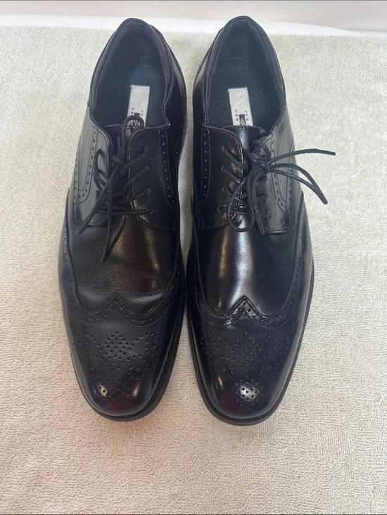 Joseph Abboud Black Leather Wingtip Oxfords