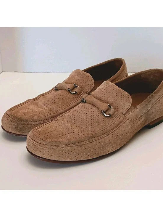 Mezlan Men's Slip-On Loafers Brown Suede Size 11.5 M Dress Shoes Perforated