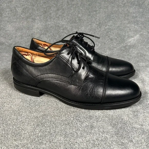 Florsheim Derby Oxford Dress Shoes Cap Toe Black Leather Comfortech Mens 9D