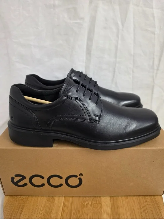 ECCO Helsinki 2 Men’s Black Leather Derby Dress Shoes EU 43 US 9-9.5 New
