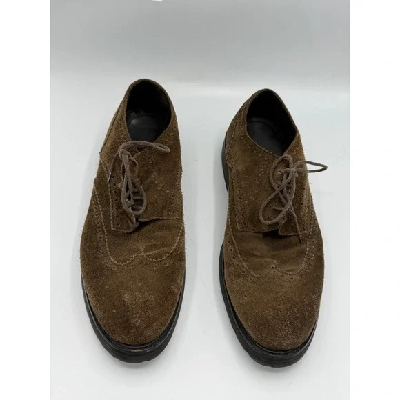 Bruno Magli Mens Brown Suede Wingtip Oxford Brogue Shoes Made in Italy Size 11M
