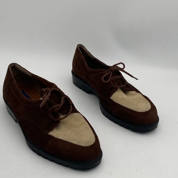 Giorgio Brutini Brown and Cream Suede Oxfords penny loafer mens 13M Y2K grandpa