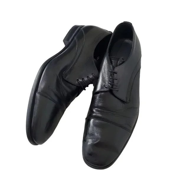 Aquatalia Mens Timeless Classic Professional Abe Derby 10.5 Black Leather Italy