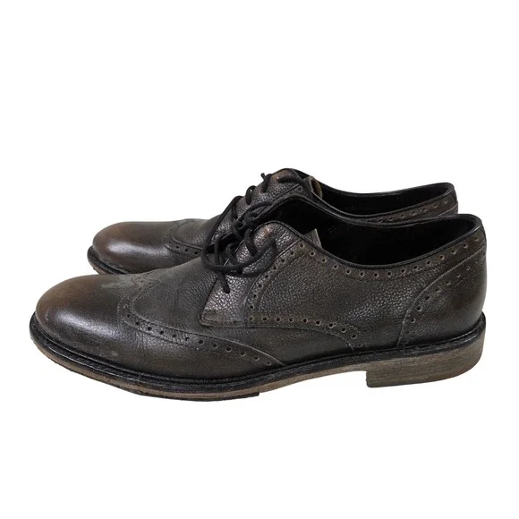 John Varvatos USA Mens Wingtip Oxford Brown Distressed Leather Dress Shoes 8M