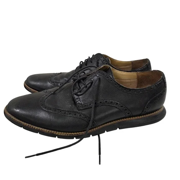 Cole Haan Grand.OS Mens 10.5 M Black Leather Wingtip Oxford Shoes C13412