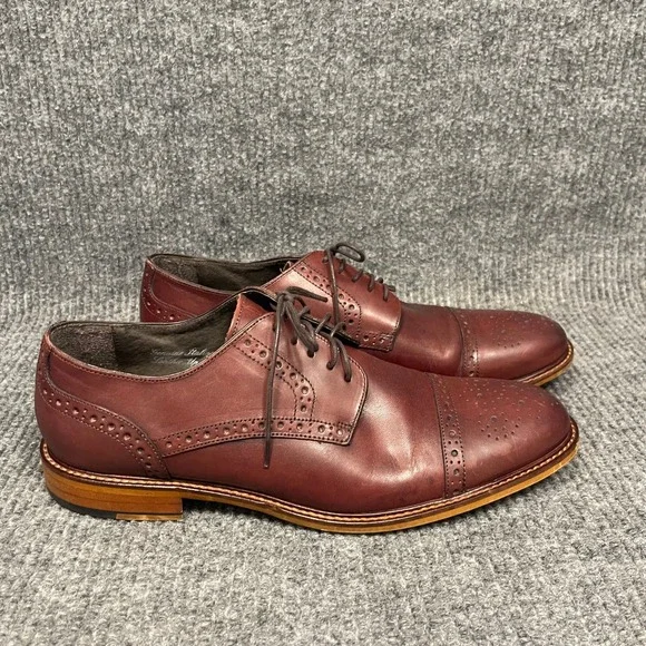 Joseph Abboud Cap Toe Derby Mens 11.5 Tan Italian Leather Brogue Medallion Toe