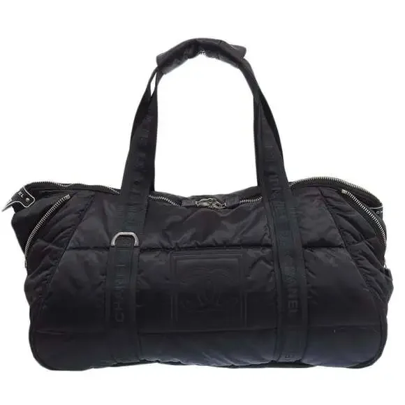 CHANEL Black Logo Boston Bag