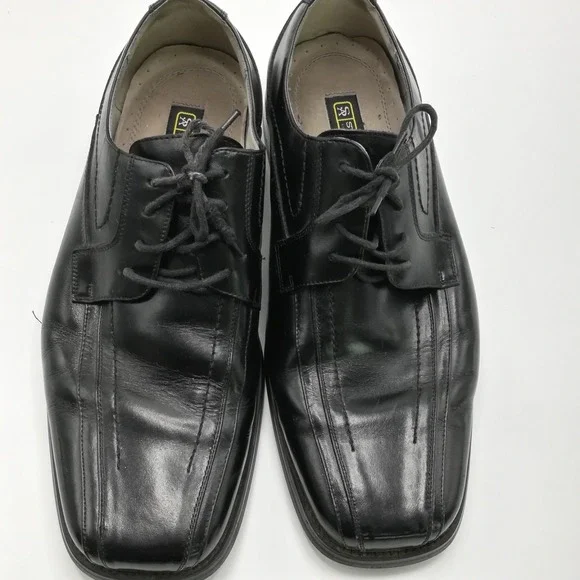 Stacy Adams Shoes Mens Oxford Dress Black Leather Lace Up Square Toe Wide 10.5W