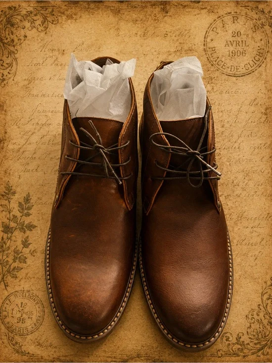 NEW Men’s Brown Leather Chukka Boots Size 46M US 12 Handmade