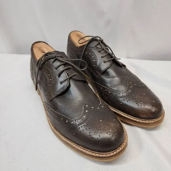 Red Tape Mens 10 Brown Leather Stitch Down Oxford Dress Shoes, Business Professi