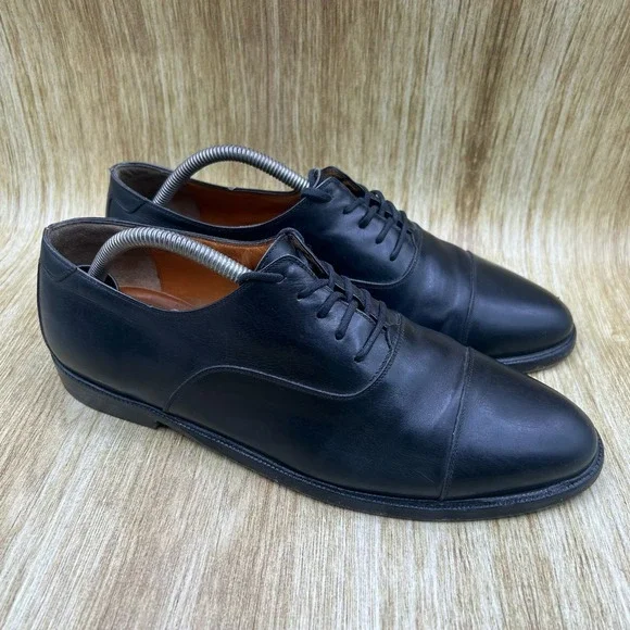 Salvatore Ferragamo Oxford Shoes Men's Size 10 2E Black Leather Cap Toe‎ Dress