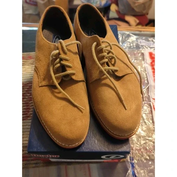 New Comfort Oxford Dexter Shoes Mens 8 Khaki Brown‎ Leather Suede Lace Up