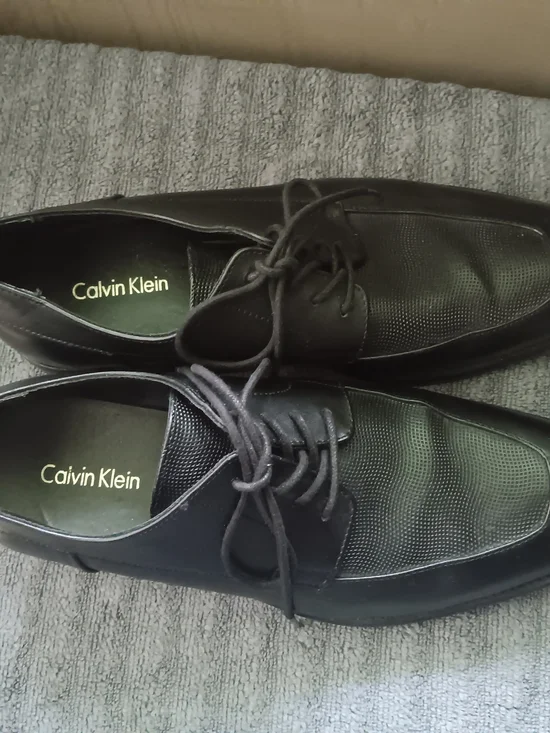 Calvin Klein Black Perforated Leather Lace-Up Oxfords