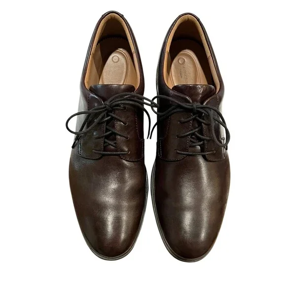 Clarks UnStructured Men's Brown Leather Oxford Shoe  Size 13 M  Office Formal