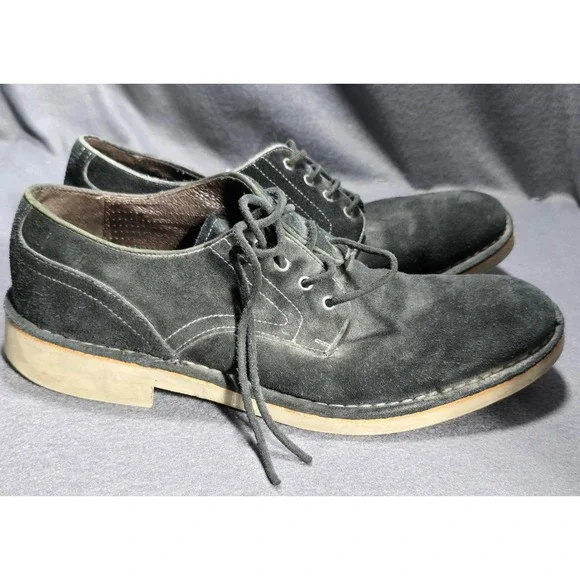 John Varvatos‎ USA Suede Leather Oxford Dress Shoes Black Lace Up Menswear 8M