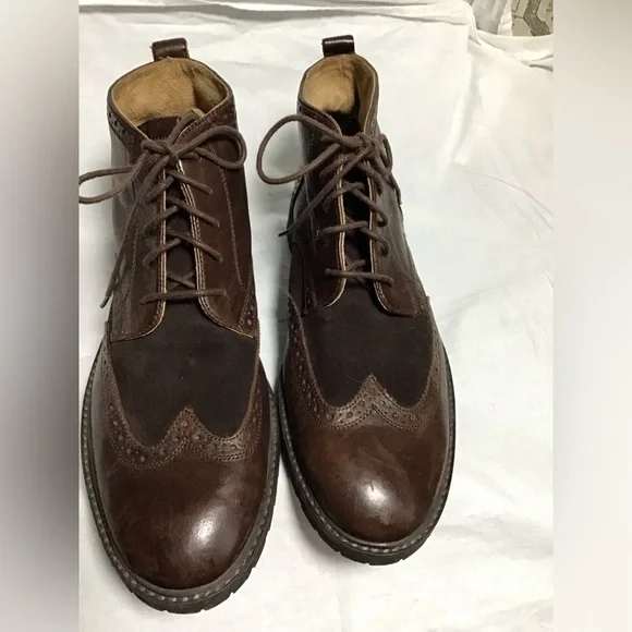 FLORSHEIM Wingtip Leather Suede Brown Ankle Boots M 10.5D