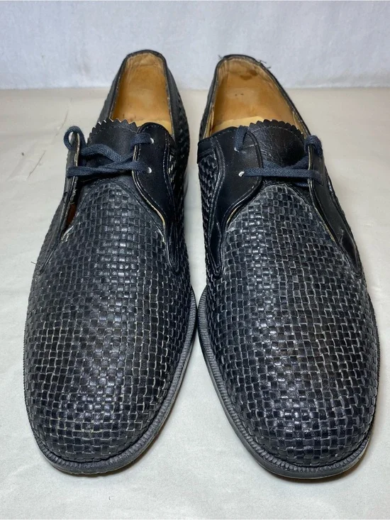 Vintage Clasicor Lux 1997 Black Woven Leather Derby Dress Shoes Romanian Men’s 9