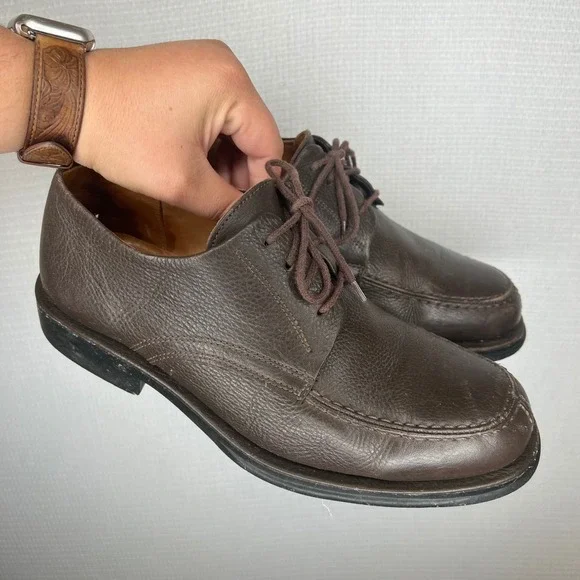 Vineyard by Bruno Magli Mens Brown Pebbled Leather Moc Split Toe Oxfords Size 8