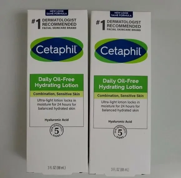 Cetaphil Daily Hydrating Lotion Hyaluronic Acid Face Sensitive Skin 3oz x2
