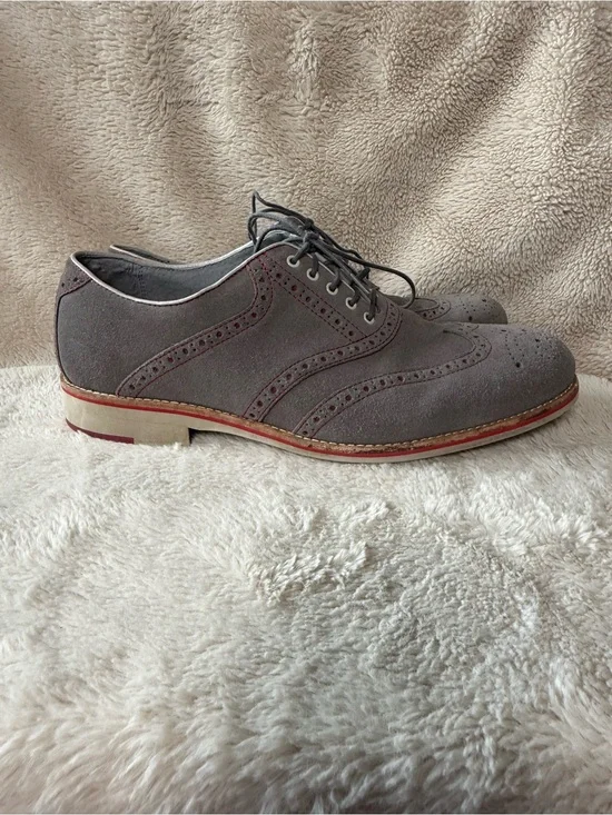 Johnston & Murphy Holden Wingtip Dress Oxfords Grey Suede Sheepskin Men’s 12M