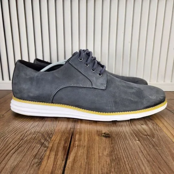 Cole Haan Original Grand Plain Toe Nubuck Oxford Mens 12M Gray Prep Shoes C30306