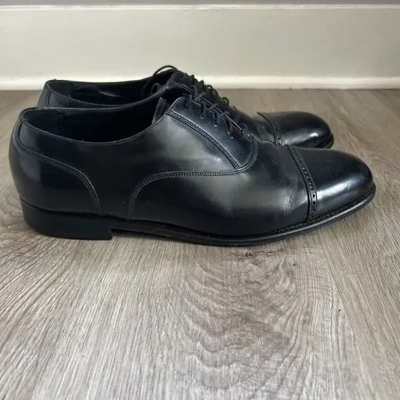 Florsheim Lexington Dress Shoes Mens 11 Wide 3E Black Cap Toe Oxford Lace Up