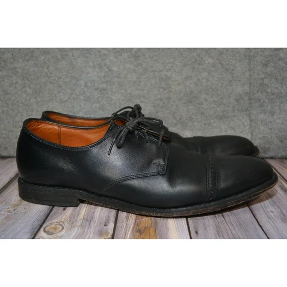 Allen‎ Edmonds Boulevard Shoes Mens 12 D Black Leather Cap Toe Derby Dress 7482