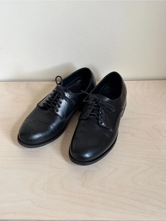 Alaia Black Leather Brogue Oxfords EU 36.5