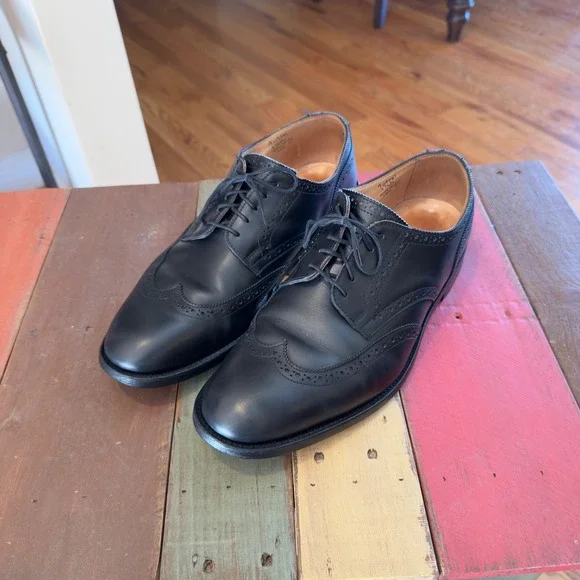 Trickers Whitman Black Leather Wingtip Brogue Derby Shoes Mens 10.5 Made in‎ UK
