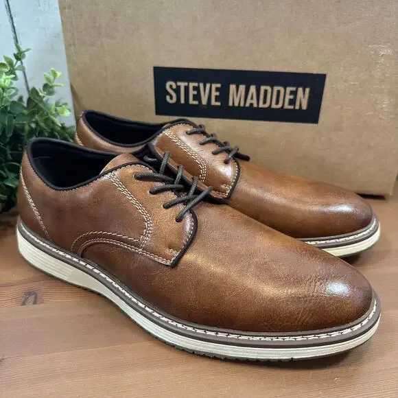 Steve Madden Men's P-Jansen Cognac Oxfords Shoes Size 10
