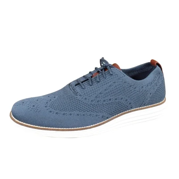Cole Haan 2.ZeroGrand Stitchlite Mens Wingtip Oxford 11M Casual Blue Knit C27961
