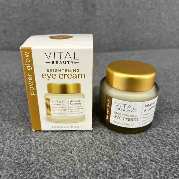 Vital Beauty Brightening Eye Cream Vitamin C Caffeine Power Glow Skincare 1 oz