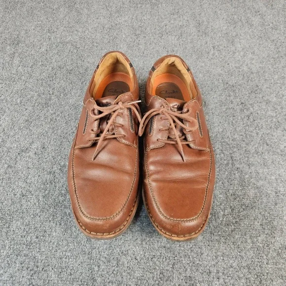 Clarks 1825 Mens Brown Leather‎ Moc Toe Oxford Lace Up Shoes 26101183 Size 11M