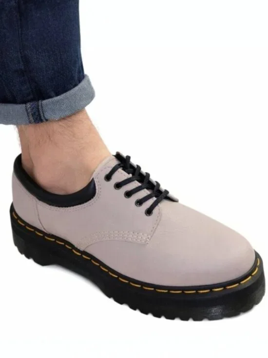 Dr. Martens 8053 Quad Retro Vintage Taupe Platform Derby Oxfords, Size 10