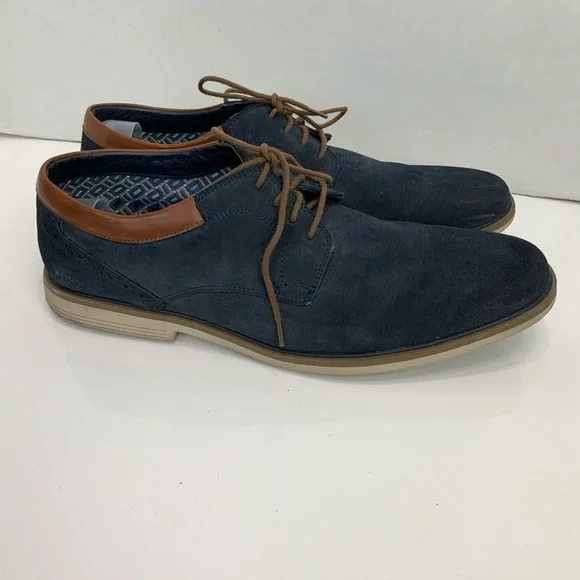 Freeman Sz 13 Dorian‎ Navy Blue Suede Memory Foam Lace Up Oxfords Shoes