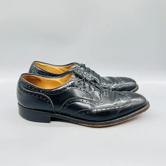 Johnston & Murphy Shoes Mens 11.5 Black Leather Aristocraft Wingtip Oxford Dress