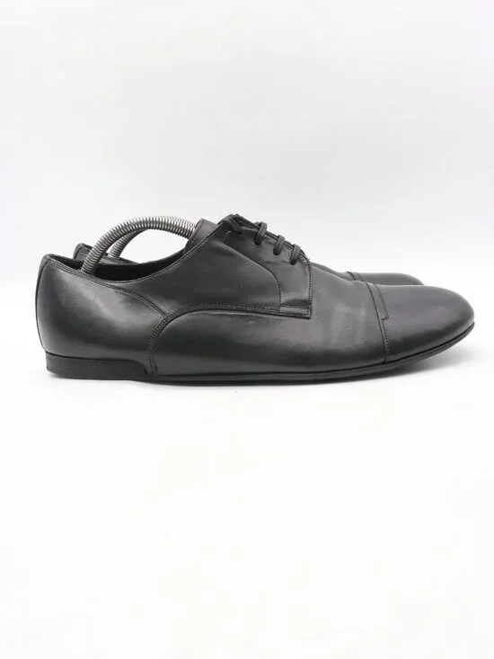 Dolce & Gabbana Men’s Size UK 9.5 Cap Toe Derby Shoes Black Leather
