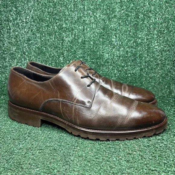 Johnston & Murphy Handcrafted Italy Leather Lug Sole Derby Brown Mens Size 13 M