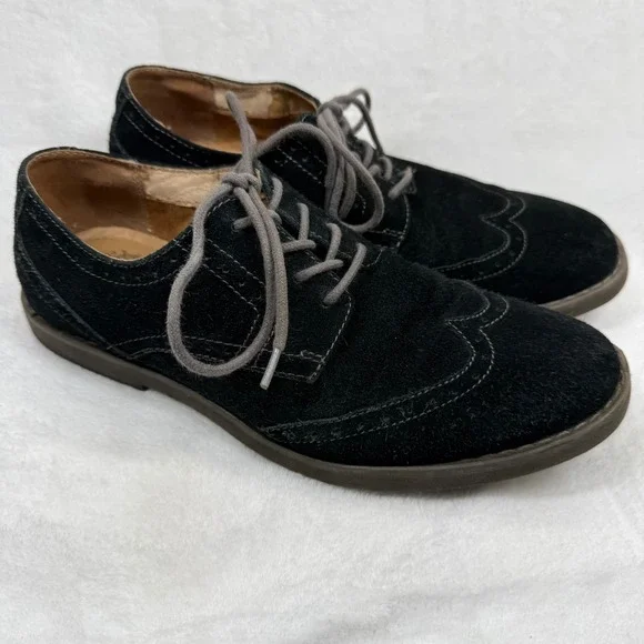 Marc Anthony Mens 8 Black Suede Wingtip Oxford Dress‎ Shoes MAKIPLINGBLACK